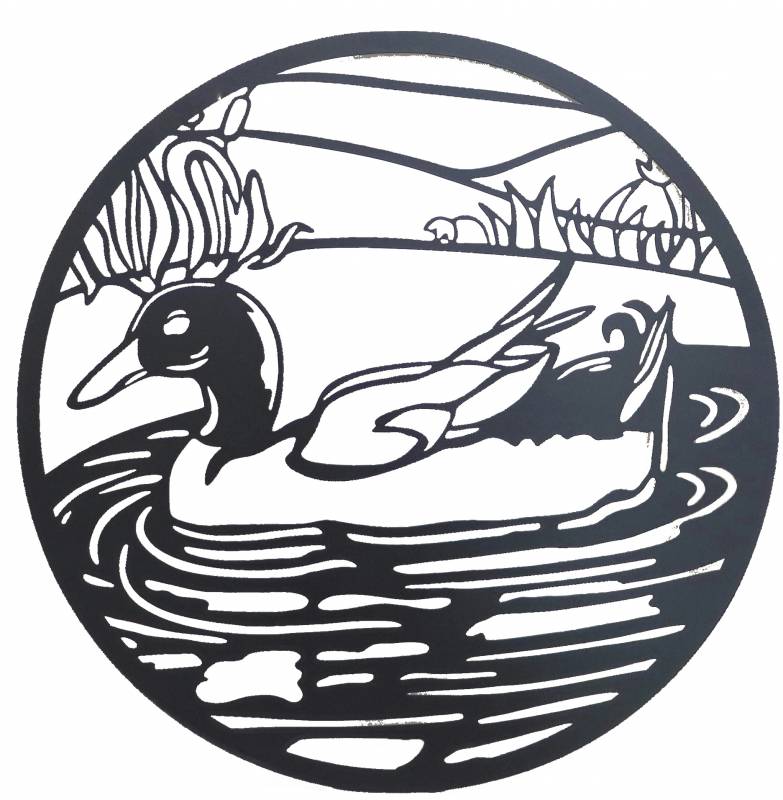 Round Friendly Duck Wall Art 60cm