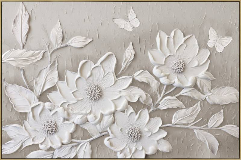 Neutral Bloom Framed Canvas 120cm