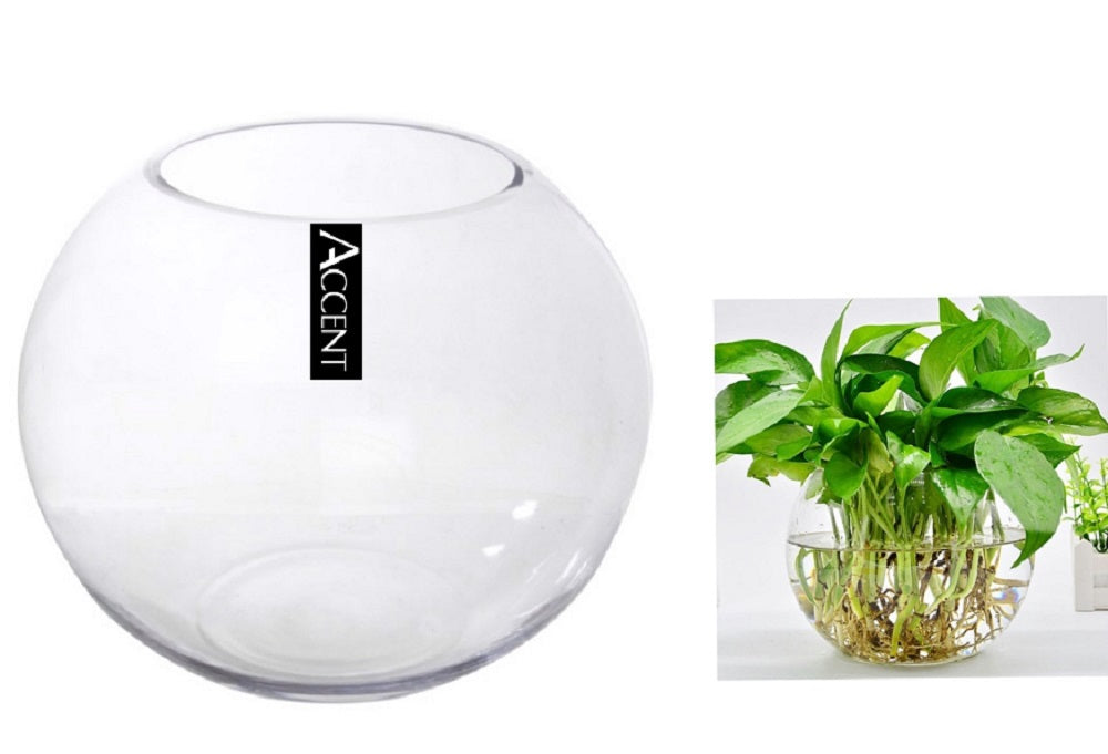 Glass Rose Fish Bowl 19cm