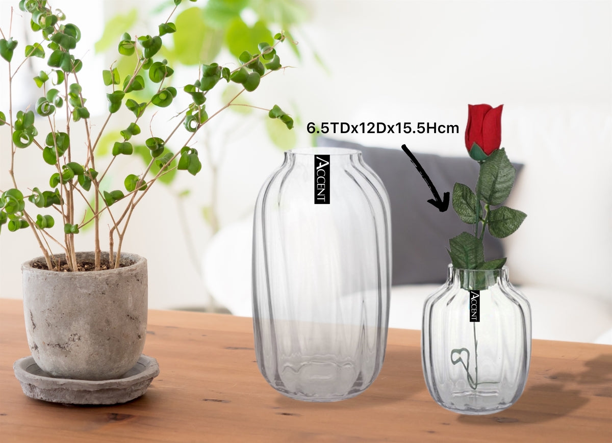 bulk 12 Glass Rippled Bud Vase Flower 15cm