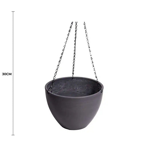 Hanging Grey Plastic Pot with Chain 30cm - Image 2