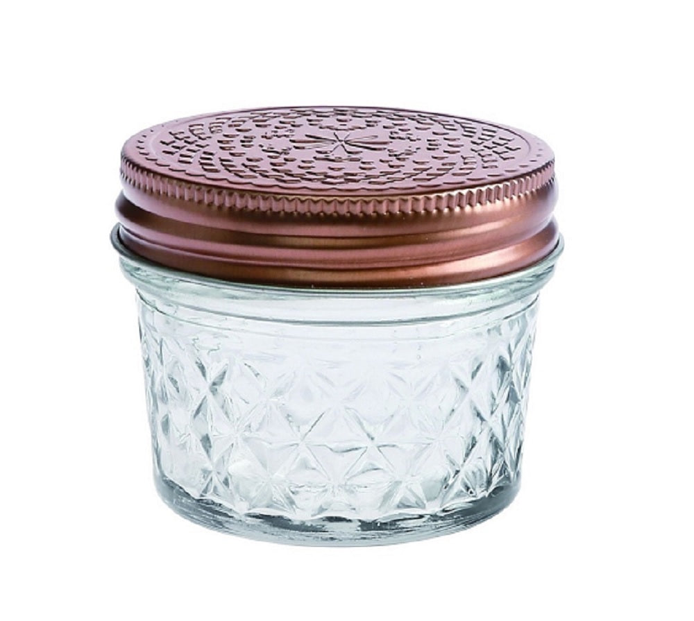 bulk 48 Diamond Look Glass Jar w/ Gold Lid Canister 7cm