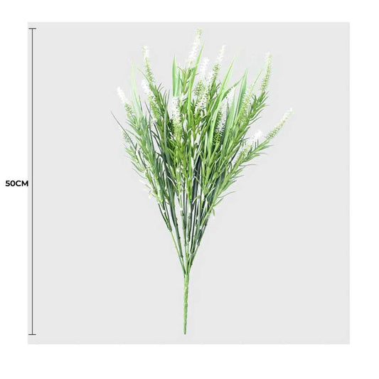 Long Artificial Lavender Stem (White) 50cm UV Resistant - Image 2