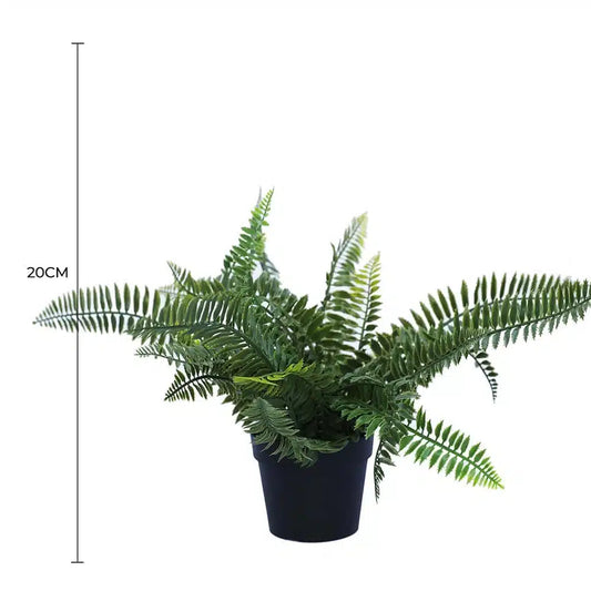 Small Potted Artificial Dark Green Fern Plant UV Resistant 20cm - Image 2