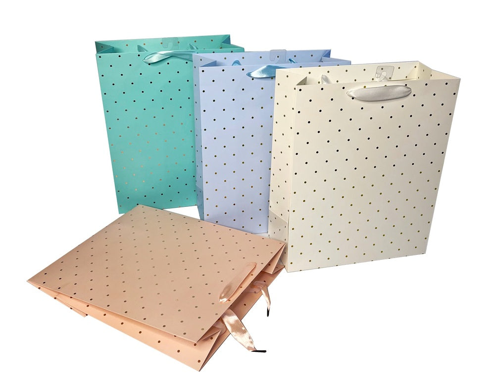 bulk 24 Large Foil Dot Gift Bag 32cm