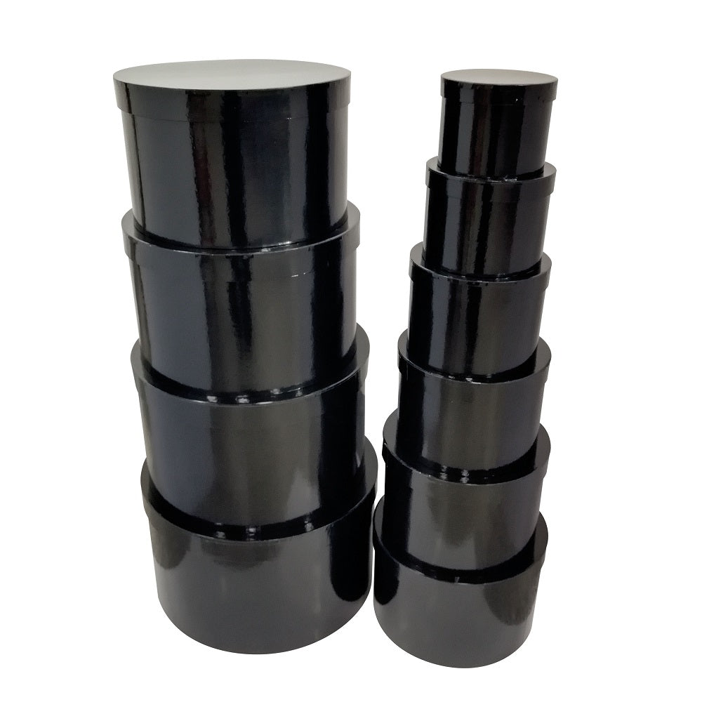 bulk 2 Round Gift Box Set 10 Sizes Black
