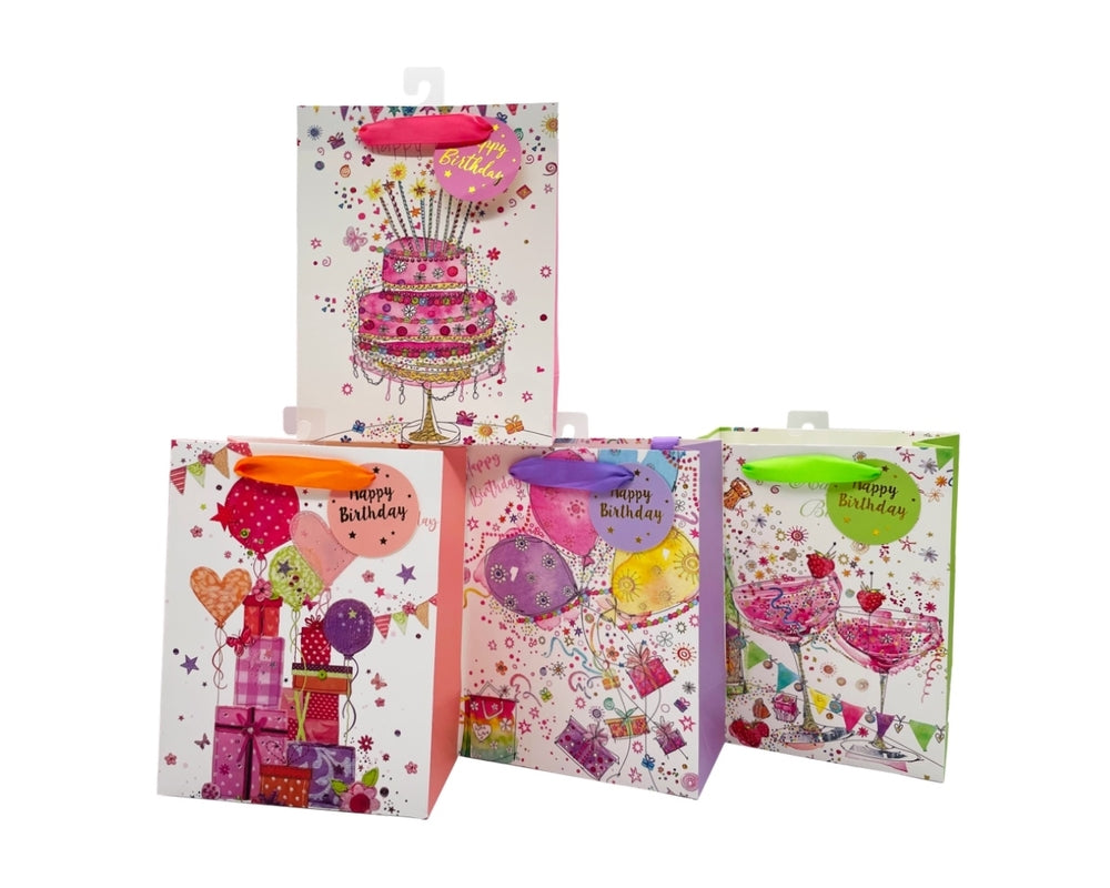 bulk 24 Xlarge Bash Birthday Gift Bag Glitter Assorted 42cm