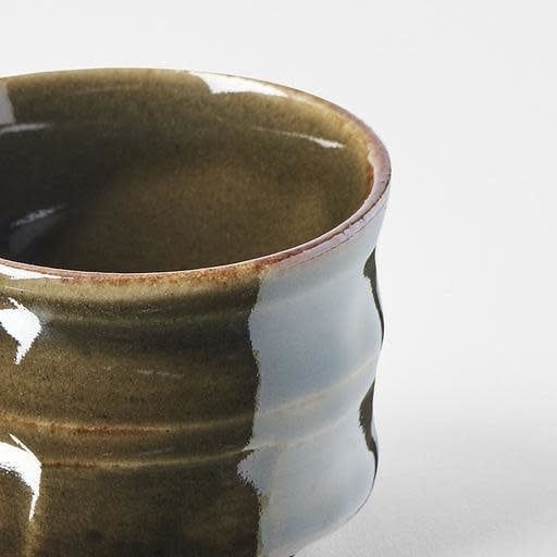 Sake Cup Cylindrical Line 40ml Oribe Green Glaze - Image 2