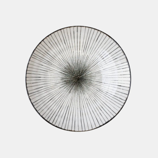 Pasta Bowl Flat 23cm Black Converging Line Glaze - Image 2