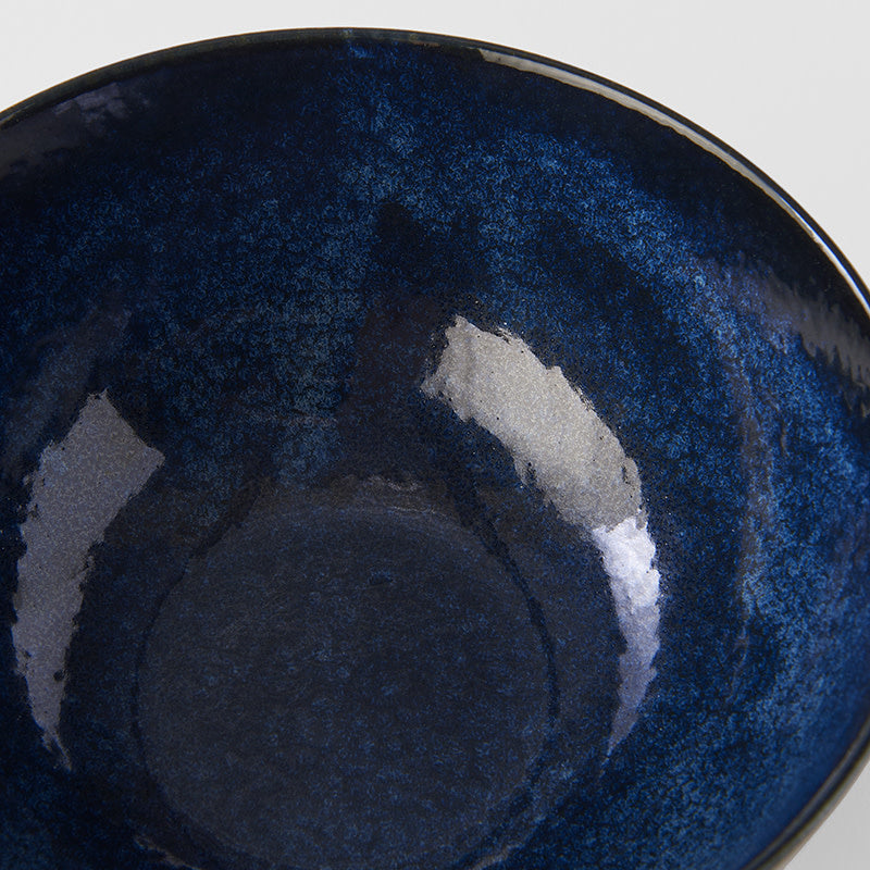 Udon Noodle Bowl 900 ml Ridged Indigo Blue Glaze - Image 3