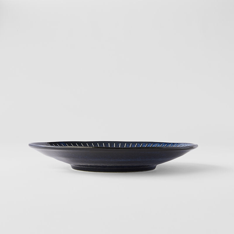 Dinner Plate 25cm Ridged Indigo Glaze - Image 5
