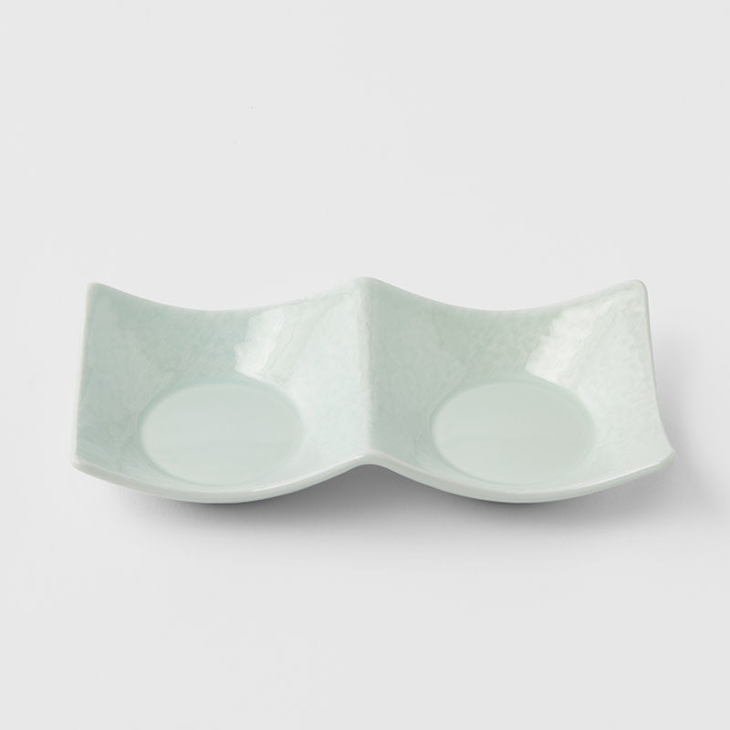 Two Section Sauce Dish Spearmint Glaze - Image 4