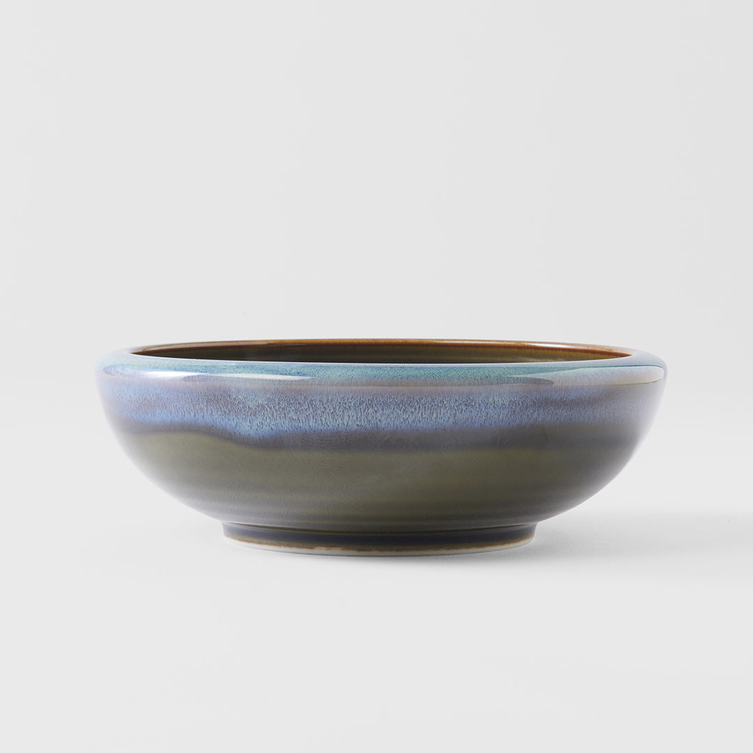 Bowl Thick Edge 17cm Blue Outer Dark Green Inner Glaze - Image 4