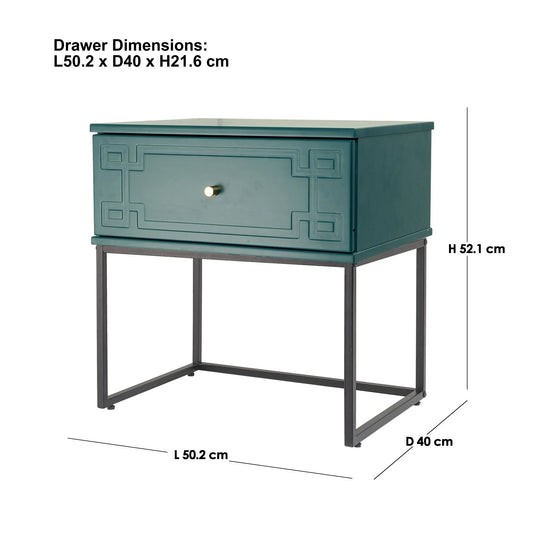 Morena (Pattern) Bedside Table Imperial Green 50cm - Image 2