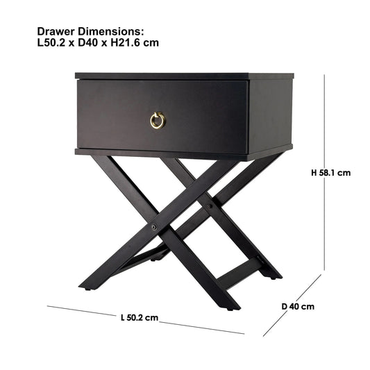 Minya (Combo) Bedside Table Black 58cm - Image 2