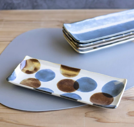 Sashimi Plate 27cm Brush Blue Spot Glaze - Image 5