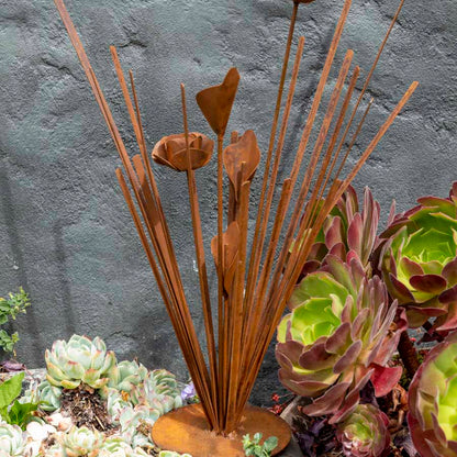 Rust Grassy Plant & Flowers On Base 50cm - Image 3