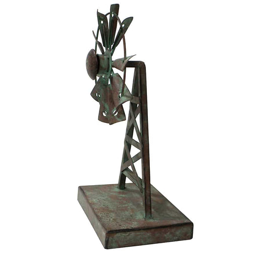 Decorative Galvanised Windmill Ornament on Base 26cm - Image 2