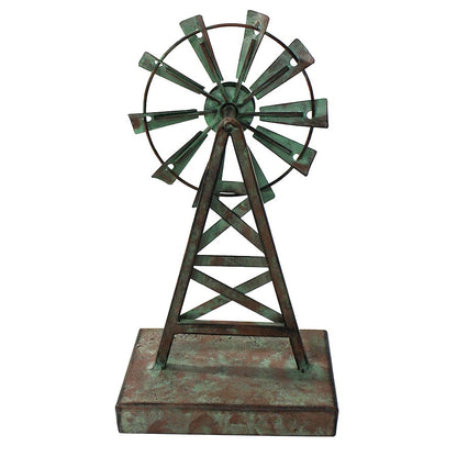 Decorative Galvanised Windmill Ornament on Base 26cm - Image 3