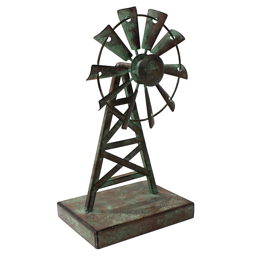 Decorative Galvanised Windmill Ornament on Base 26cm - Image 4