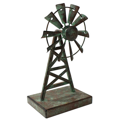 Decorative Galvanised Windmill Ornament on Base 26cm - Image 4