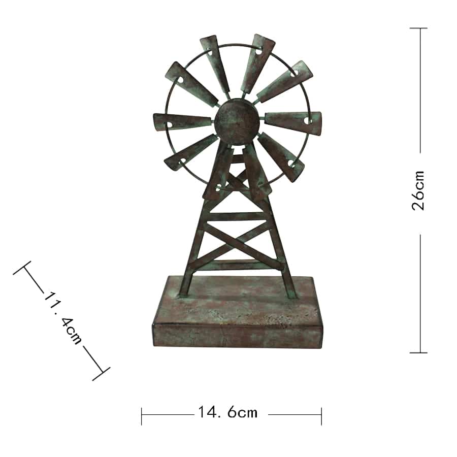 Decorative Galvanised Windmill Ornament on Base 26cm - Image 5