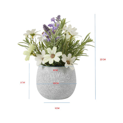 Artificial Lavender & Daisy Bunch in Grey Pot 22cm - Image 3