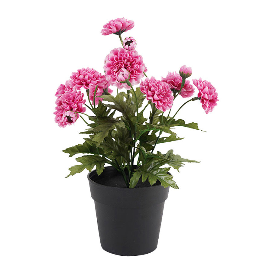 Potted Artifical Pink 'Mum' Chrysanthemum 27cm - Image 4