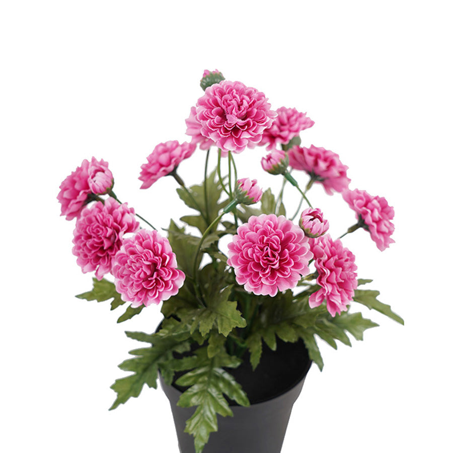 Potted Artifical Pink 'Mum' Chrysanthemum 27cm - Image 3