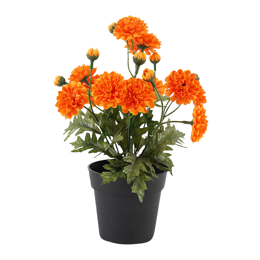 Potted Artificial Orange 'Mum' Chrysanthemum 26cm - Image 3