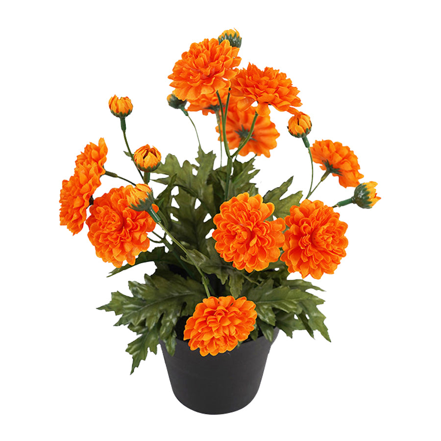 Potted Artificial Orange 'Mum' Chrysanthemum 26cm - Image 4