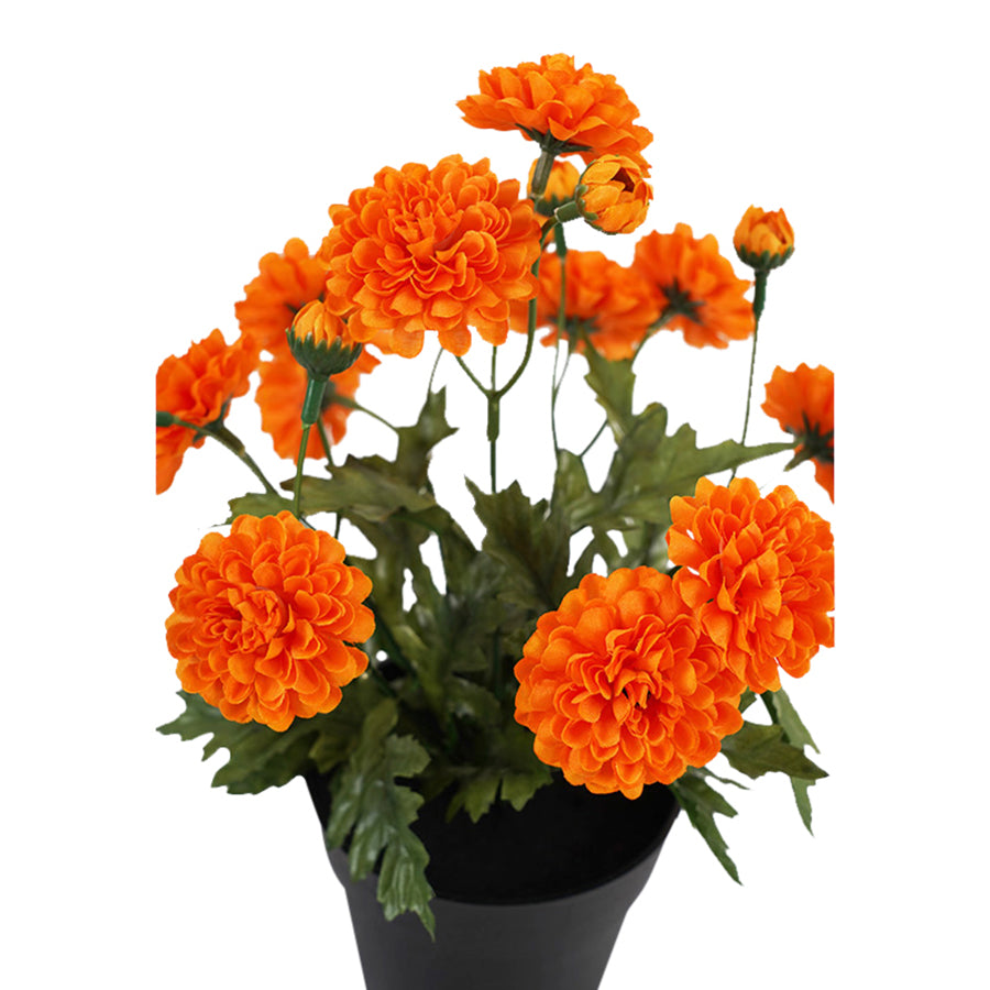 Potted Artificial Orange 'Mum' Chrysanthemum 26cm - Image 5