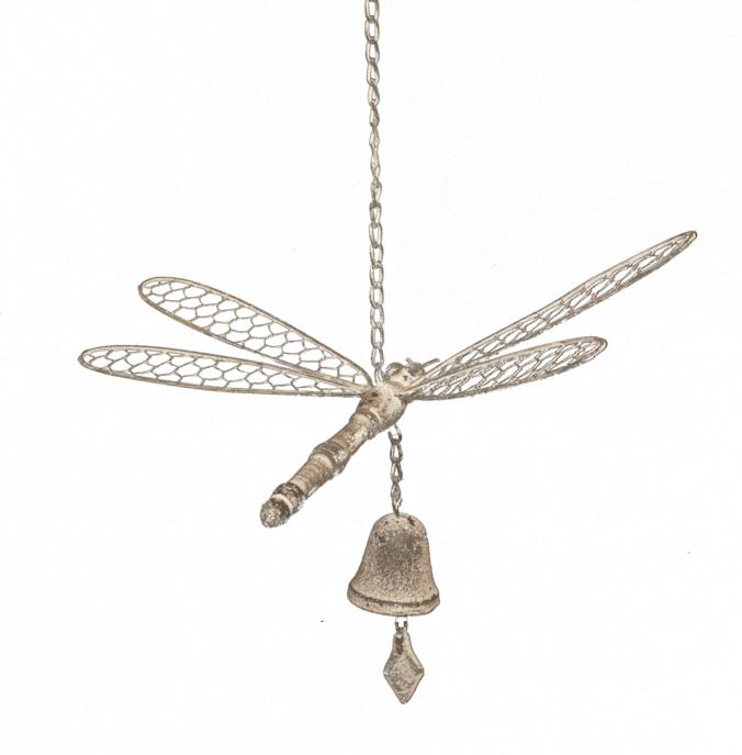 Large Hanging Dragonfly w Cast Iron Bell 70cm