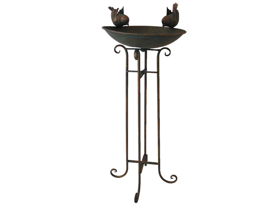 Ornate Round Birdbath W Birds 30x70cm