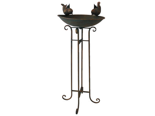 Ornate Round Birdbath W Birds 30x70cm