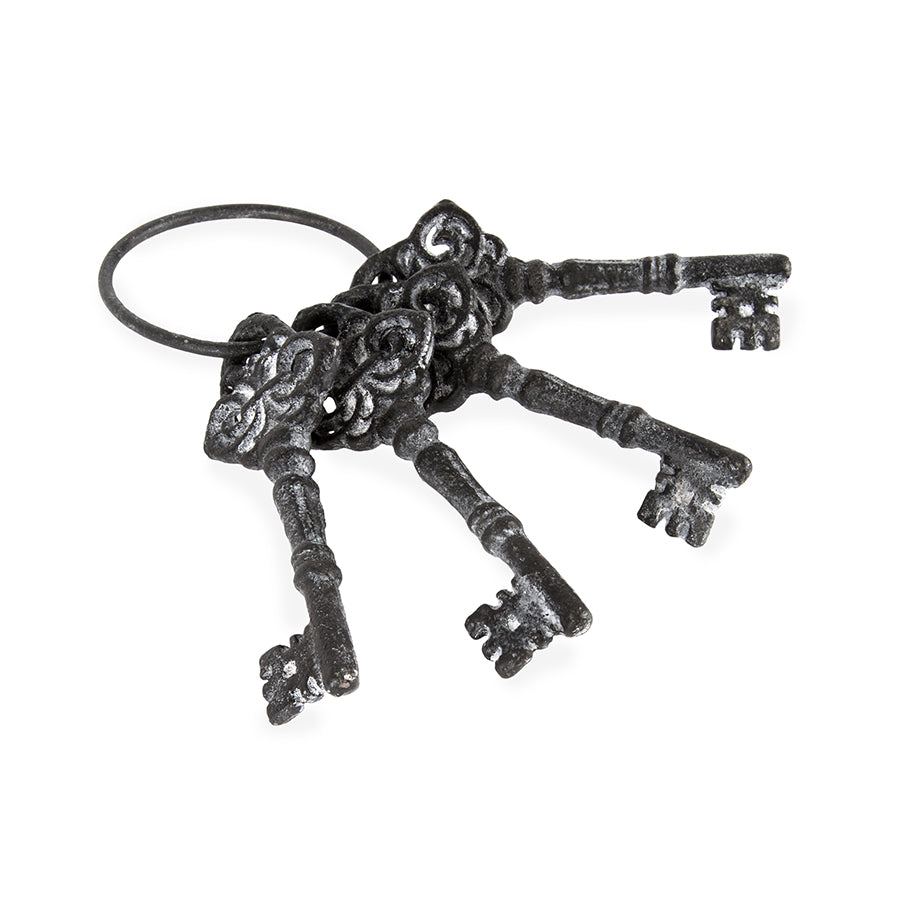 Antique Bronze Cast Iron Keys on Ring 17cm