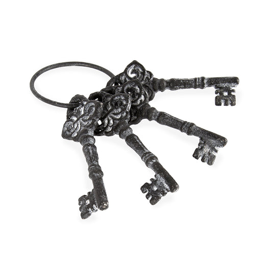 Antique Bronze Cast Iron Keys on Ring 17cm