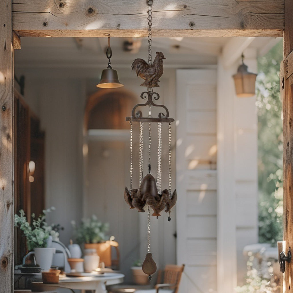 Cast-Iron Bell w Hanging Chooks 82cm - Image 2