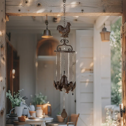 Cast-Iron Bell w Hanging Chooks 82cm - Image 2