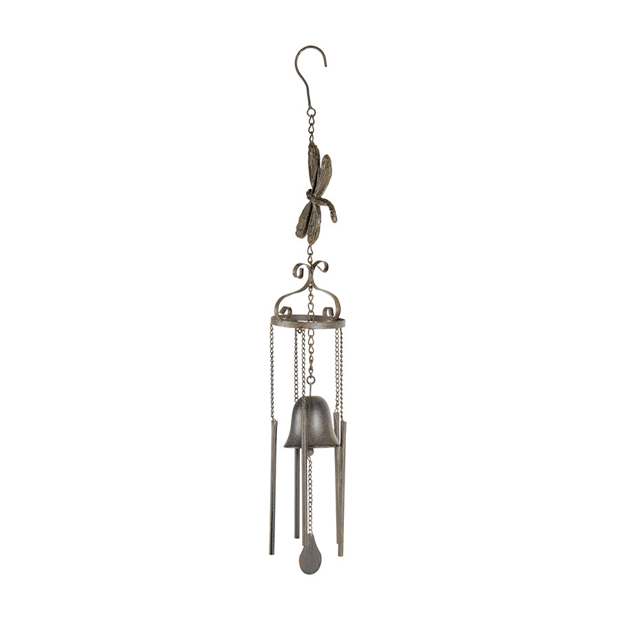 Hanging Cast-Iron Dragonfly Chimes w Bell 73cm