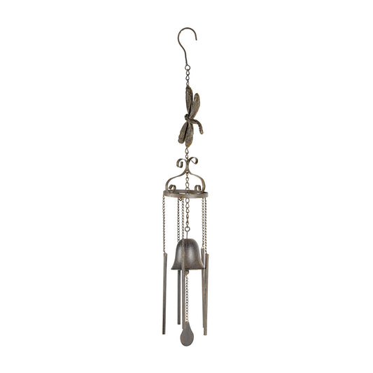 Hanging Cast-Iron Dragonfly Chimes w Bell 73cm