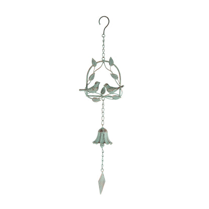 Lovebirds on Leafy Swing Hanging Bell 54cm