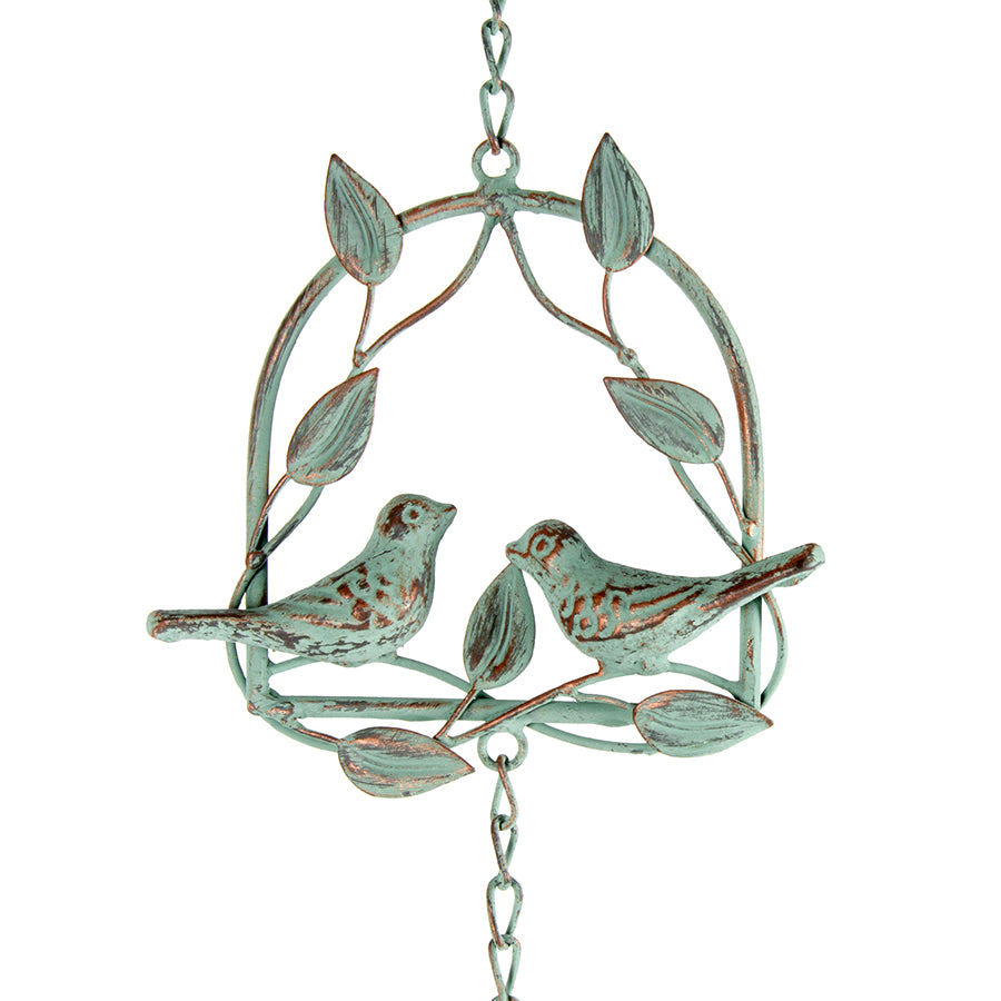 Lovebirds on Leafy Swing Hanging Bell 54cm - Image 2