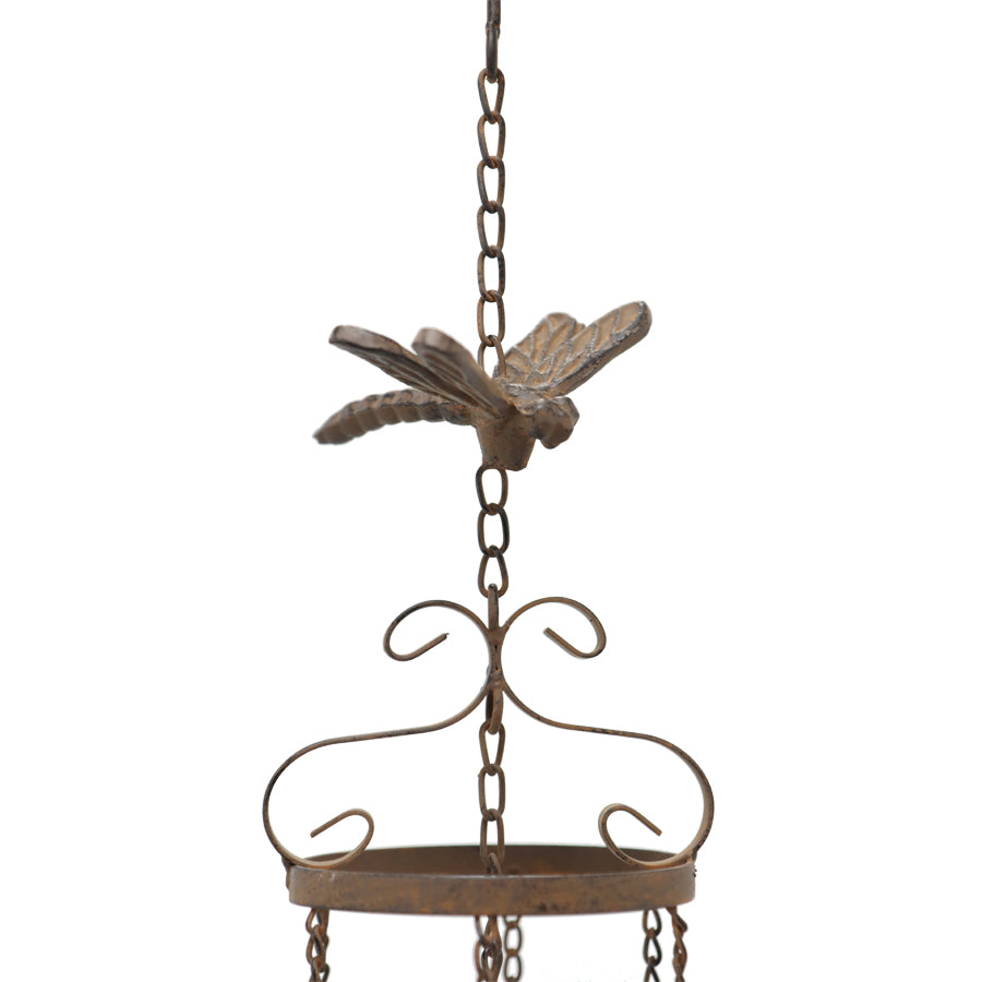 Hanging Cast Iron Dragonflies Chime w Bell 76cm - Image 2