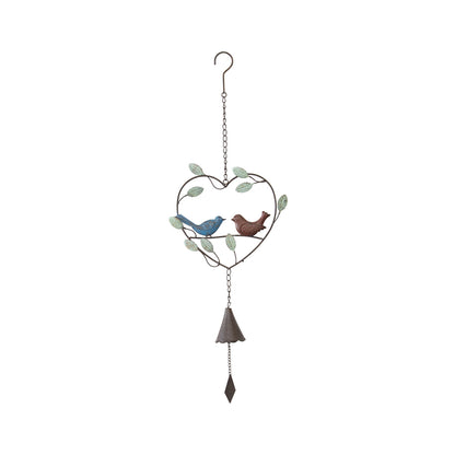 Colour Lovebirds in Heart Hanging Bell 78cm