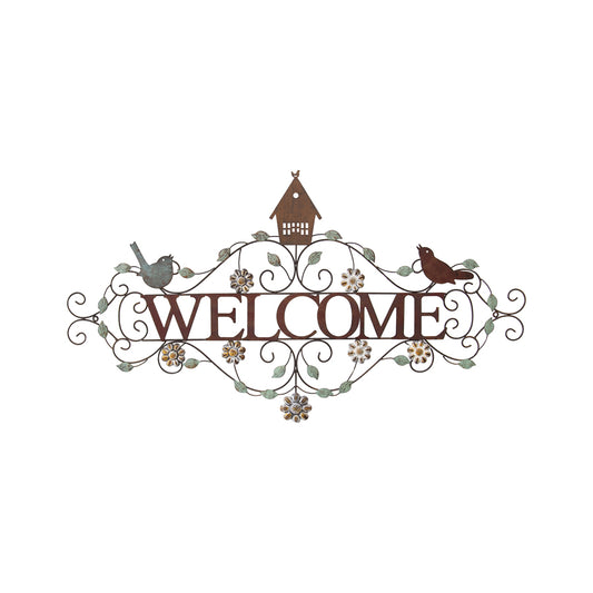 Colour Birds Welcome Wall Art 99cm
