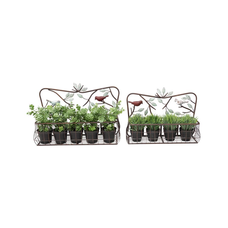 Set 2 Colour Bird Metal Wall Planters 56cm - Image 2