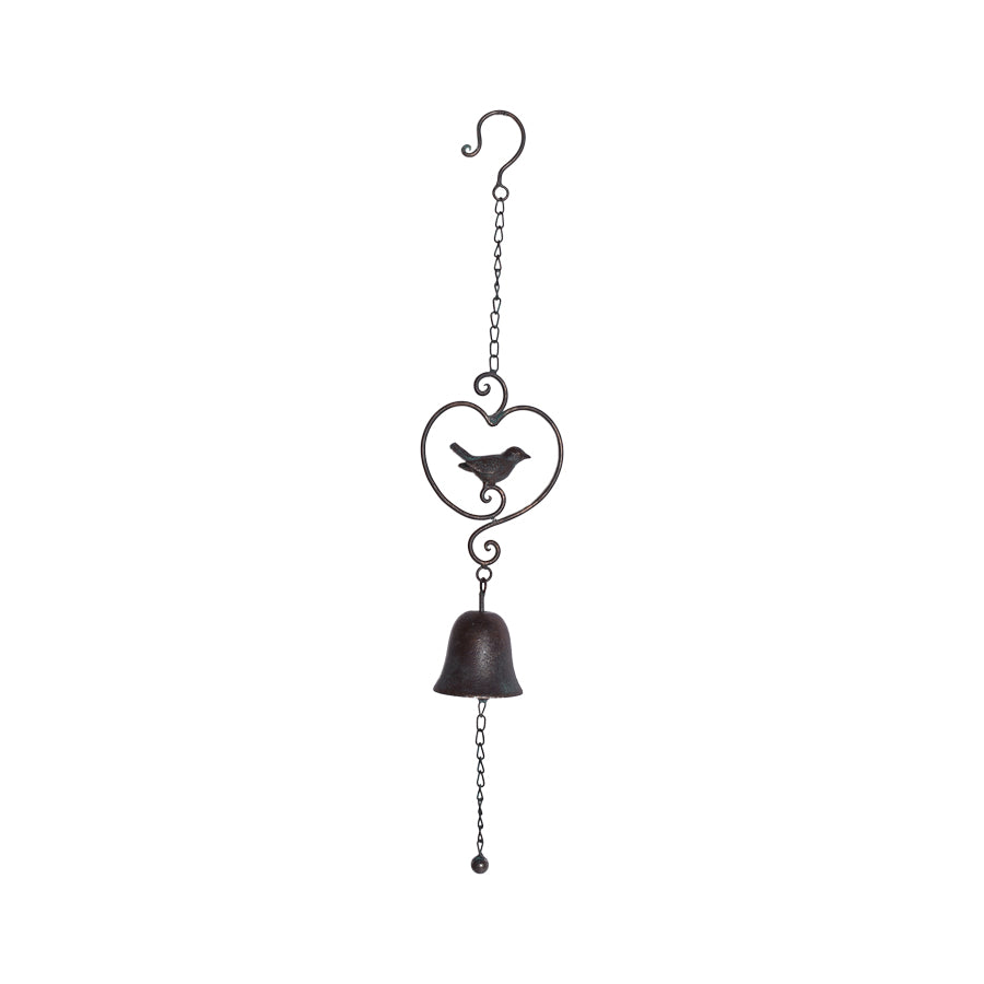 Hanging Bird in Heart w Bell 71cm