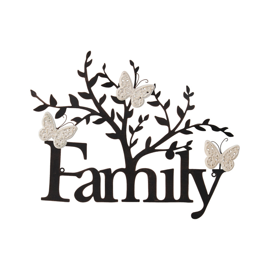 Laser Cut Family w White Butterflies Wall Art 51cm