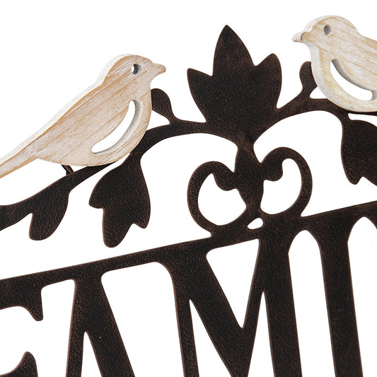 Laser Cut Family w Lovebirds Wall Art 51cm - Image 2